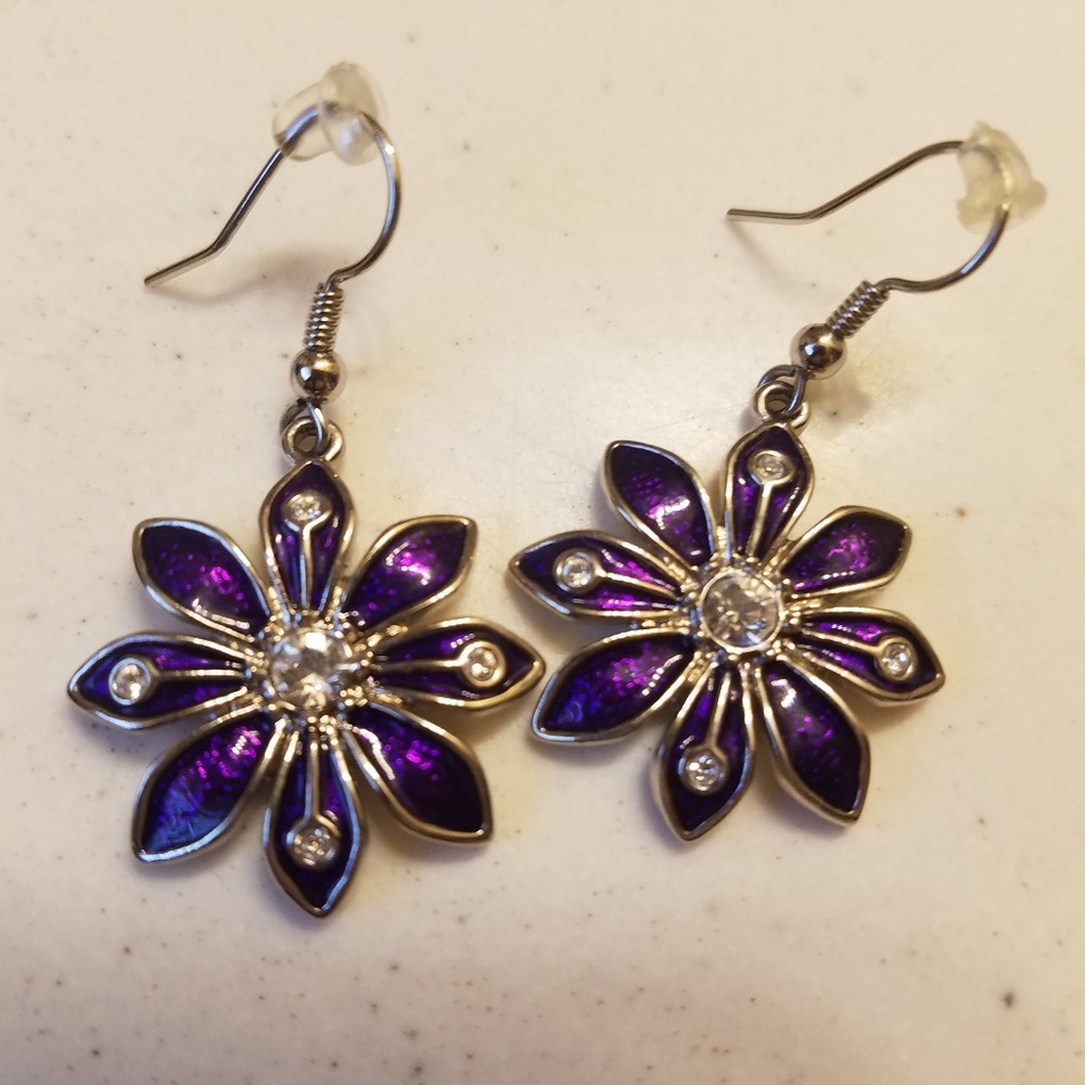 Touchstone Purple and crystal earrings